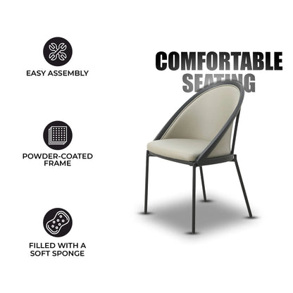 Urbane Dining Chair in Vinyl Fabric with Curved Back and Stainless Steel Legs Set of 4 - Elax Furniture