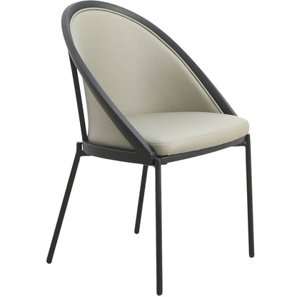 Urbane Dining Chair with Vinyl Fabric Seat and Wicker/Vinyl Backrest in Black Stainless Steel - Elax Furniture