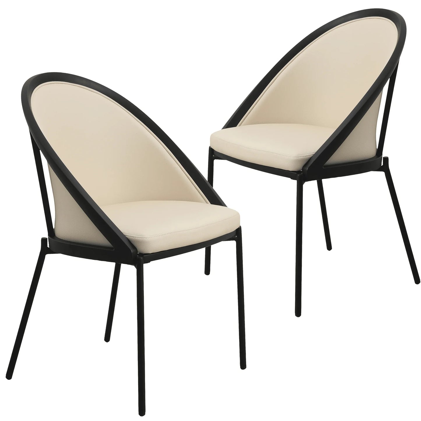 Urbane Dining Chair in Vinyl Fabric with Curved Back and Stainless Steel Legs Set of 2 - Elax Furniture