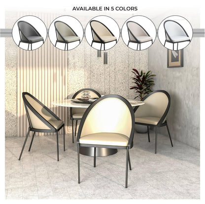 Urbane Dining Chair in Vinyl Fabric with Curved Back and Stainless Steel Legs Set of 2 - Elax Furniture