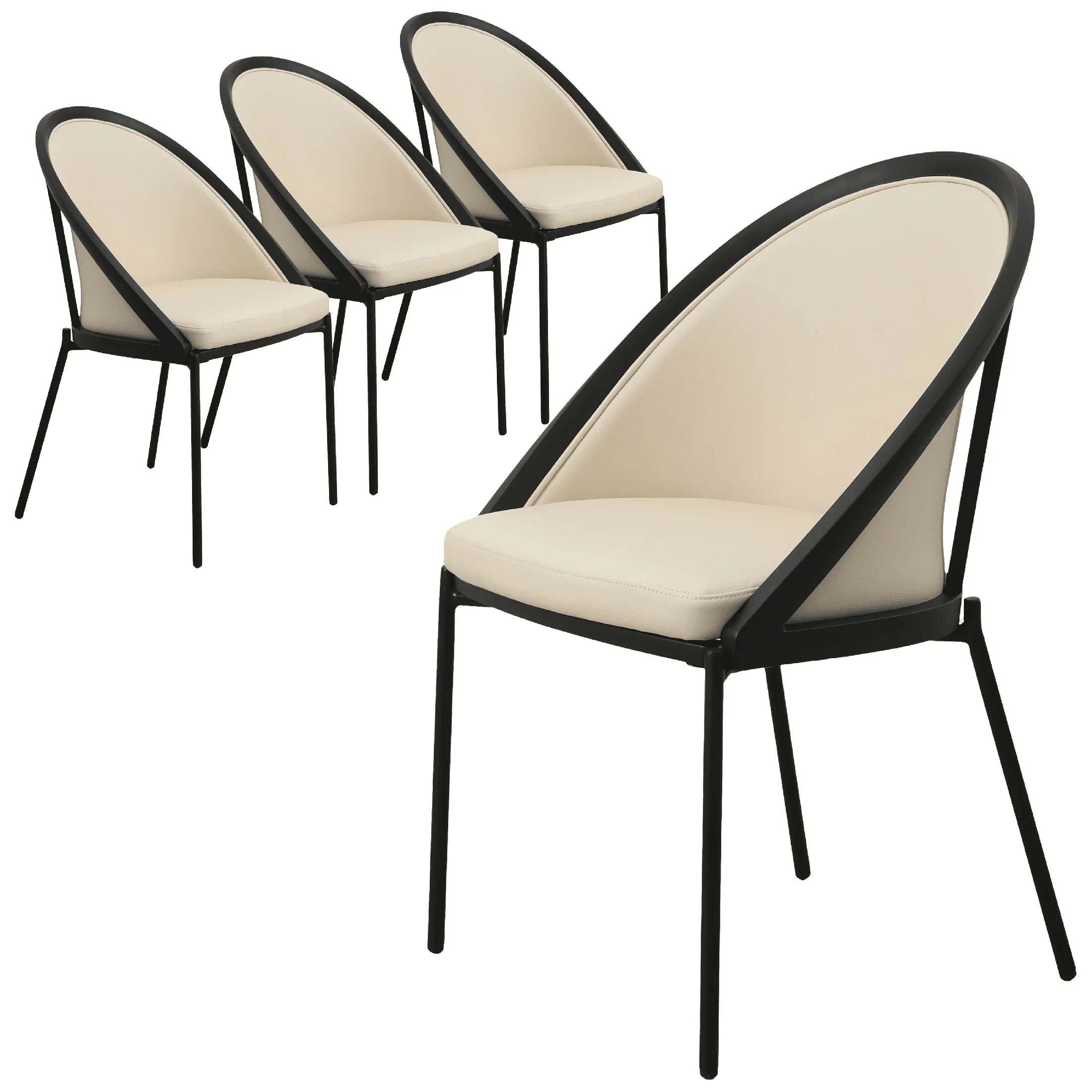 Urbane Dining Chair in Vinyl Fabric with Curved Back and Stainless Steel Legs Set of 4 - Elax Furniture
