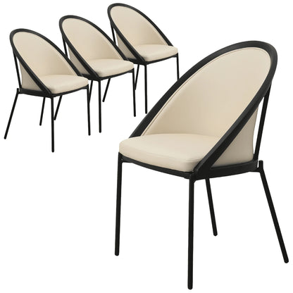Urbane Dining Chair in Vinyl Fabric with Curved Back and Stainless Steel Legs Set of 4 - Elax Furniture
