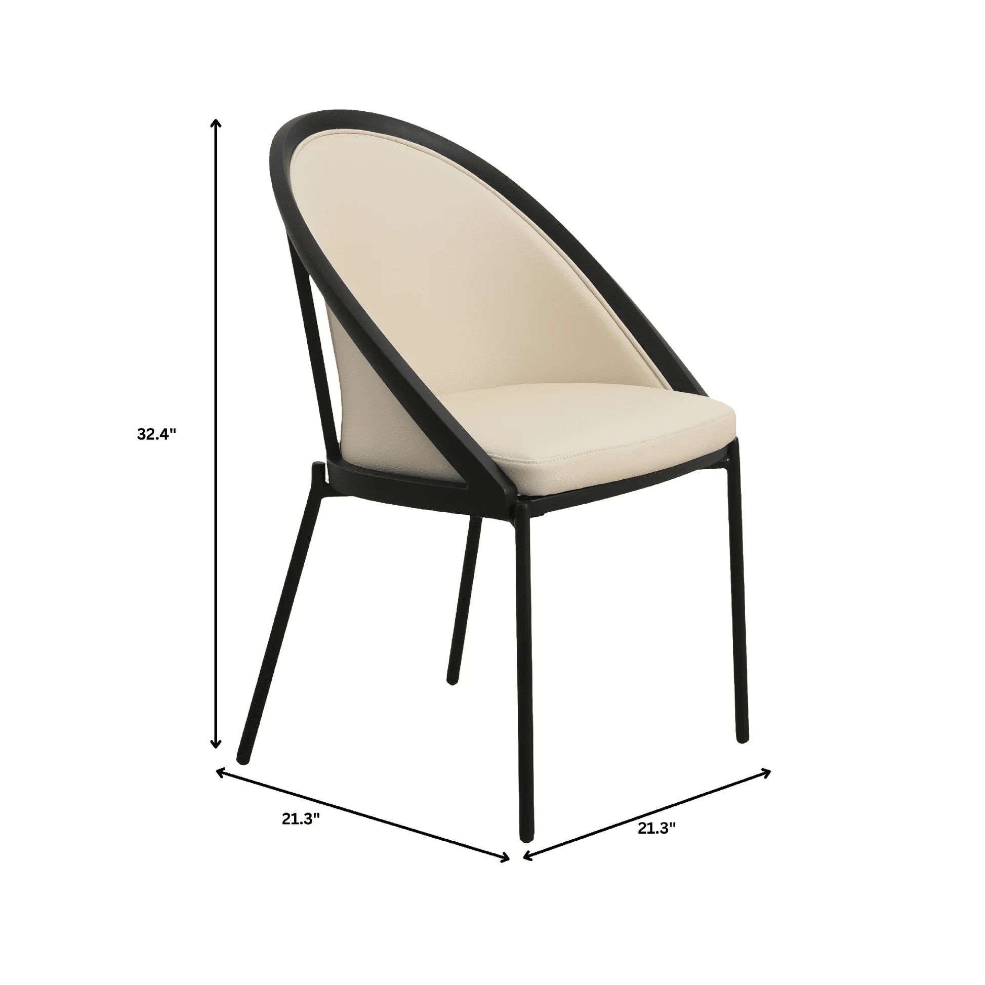 Urbane Dining Chair in Vinyl Fabric with Curved Back and Stainless Steel Legs Set of 4 - Elax Furniture