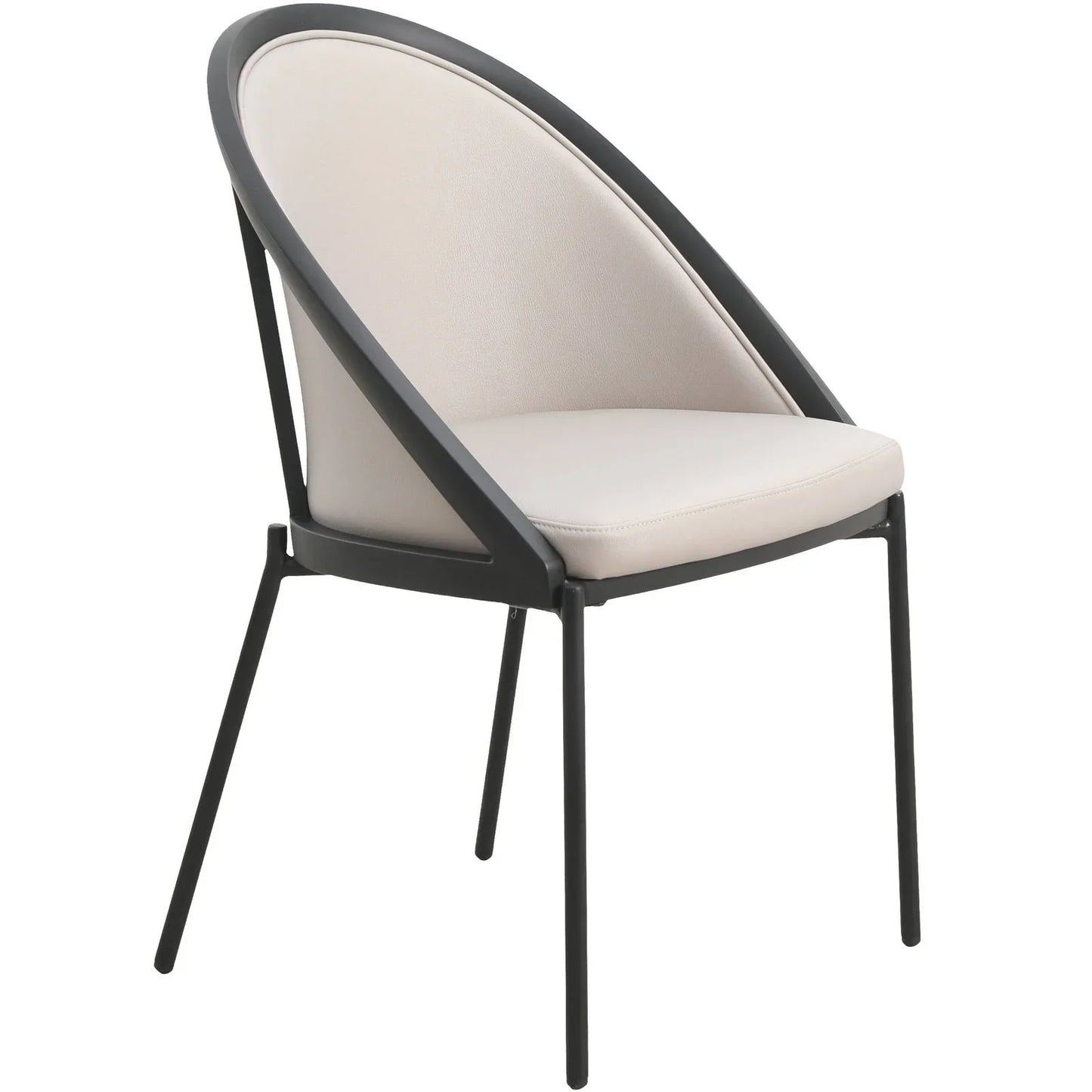 Urbane Dining Chair with Vinyl Fabric Seat and Wicker/Vinyl Backrest in Black Stainless Steel - Elax Furniture