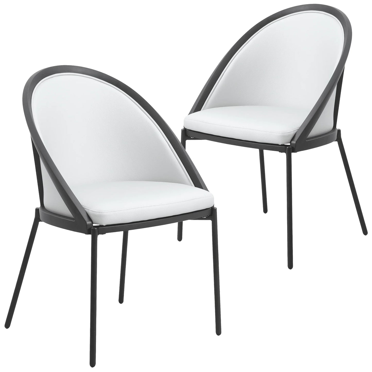 Urbane Dining Chair in Vinyl Fabric with Curved Back and Stainless Steel Legs Set of 2 - Elax Furniture