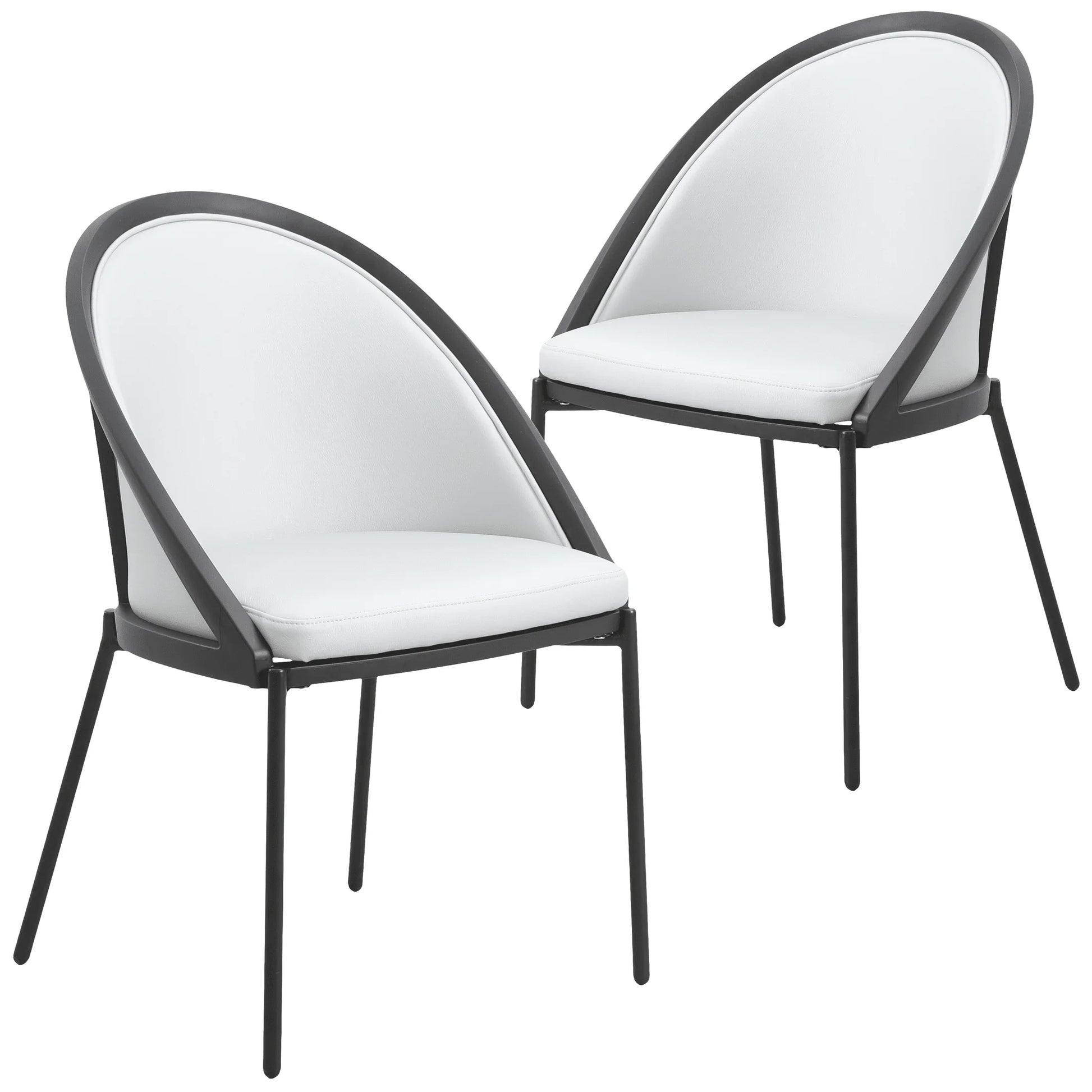 Urbane Dining Chair in Vinyl Fabric with Curved Back and Stainless Steel Legs Set of 2 - Elax Furniture