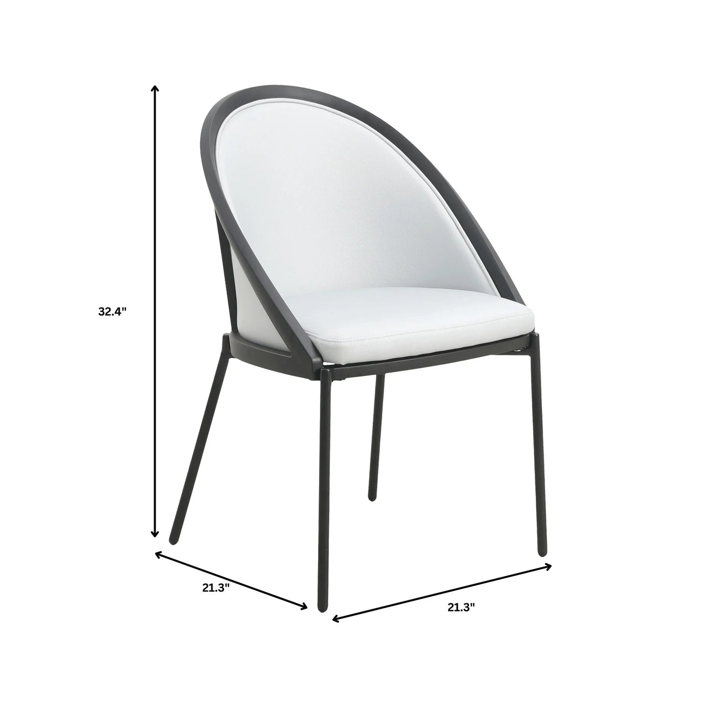 Urbane Dining Chair in Vinyl Fabric with Curved Back and Stainless Steel Legs Set of 2 - Elax Furniture