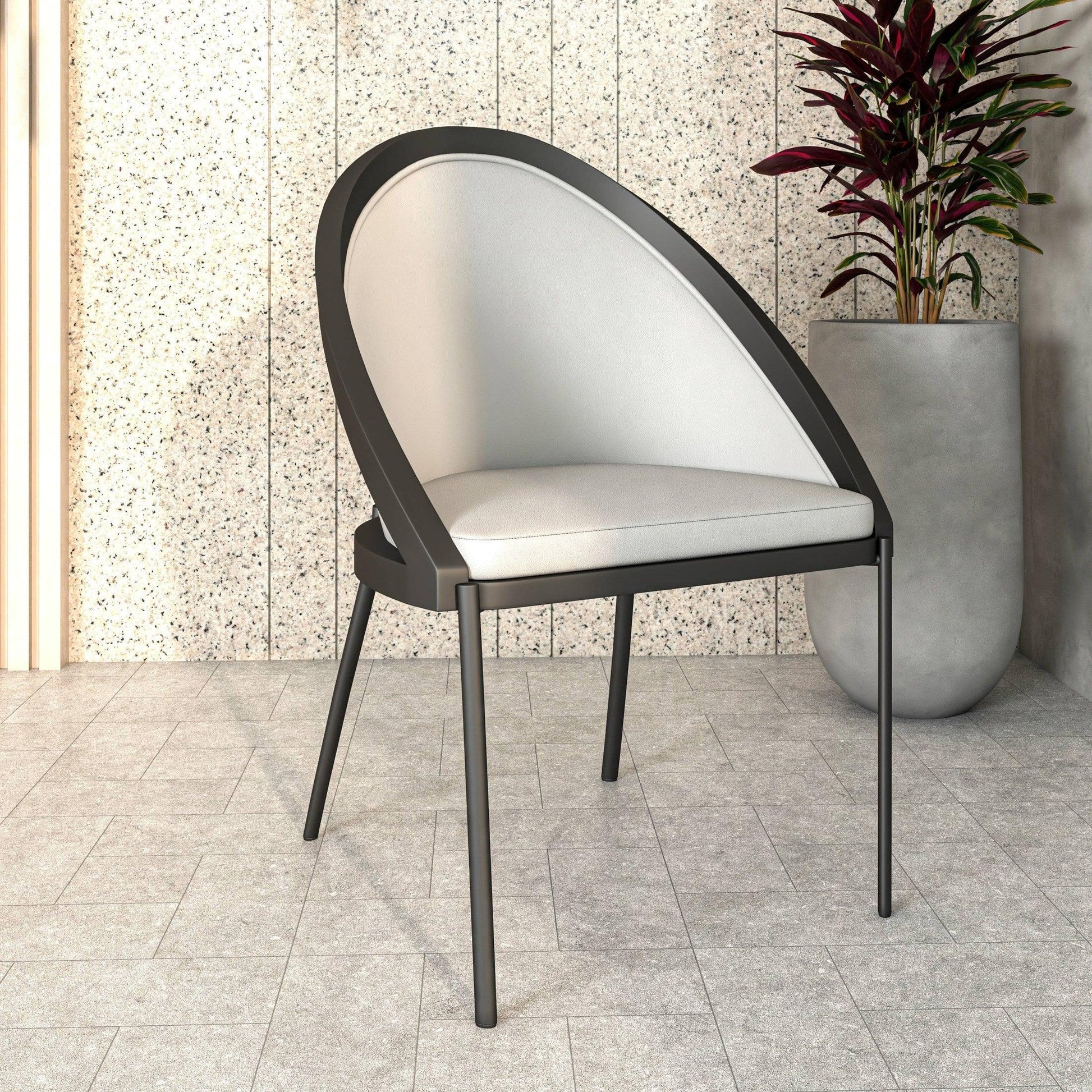 Urbane Dining Chair in Vinyl Fabric with Curved Back and Stainless Steel Legs Set of 2 - Elax Furniture