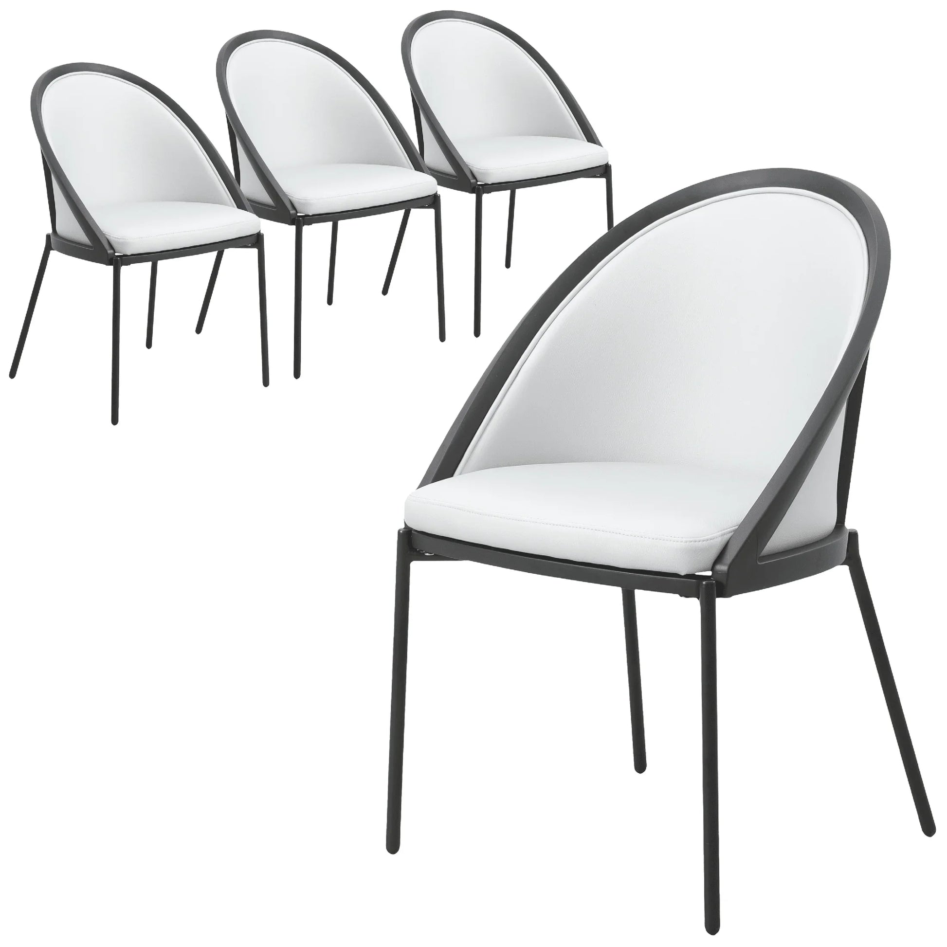 Urbane Dining Chair in Vinyl Fabric with Curved Back and Stainless Steel Legs Set of 4 - Elax Furniture