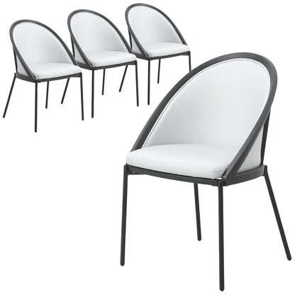 Urbane Dining Chair in Vinyl Fabric with Curved Back and Stainless Steel Legs Set of 4 - Elax Furniture