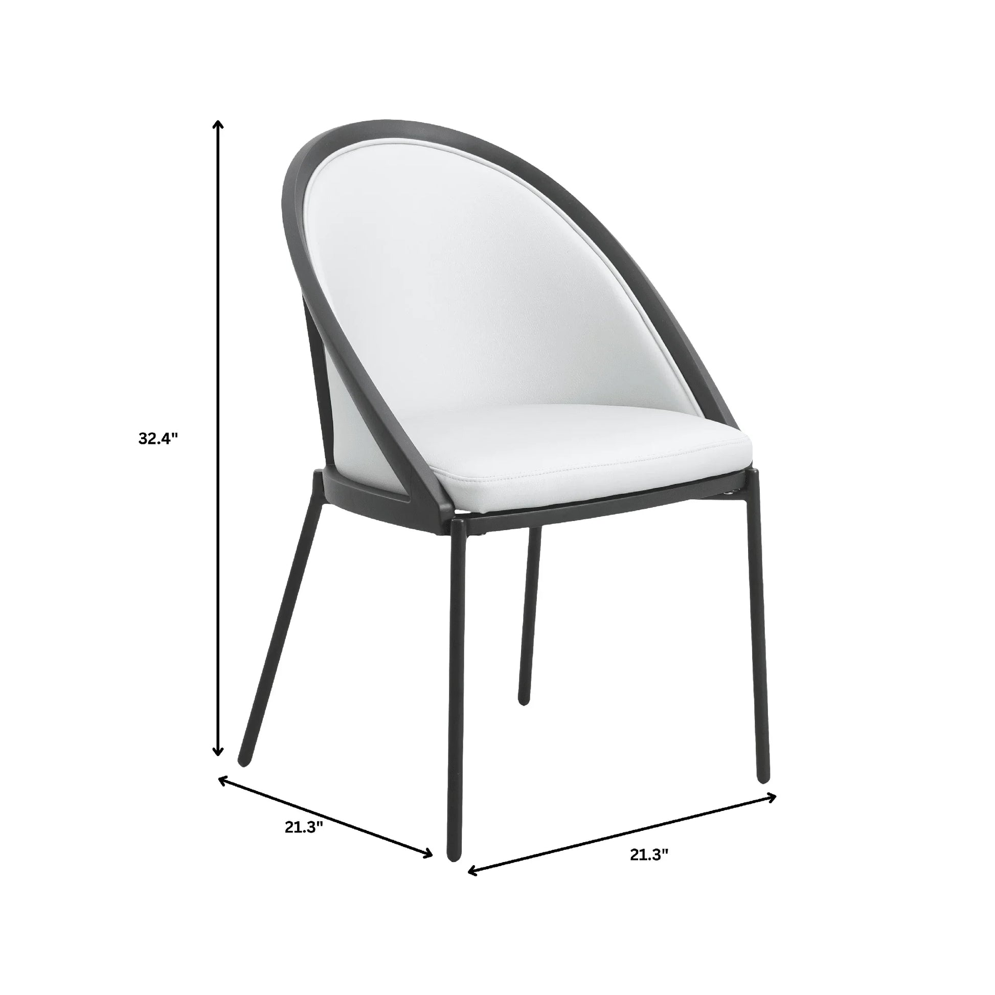 Urbane Dining Chair in Vinyl Fabric with Curved Back and Stainless Steel Legs Set of 4 - Elax Furniture
