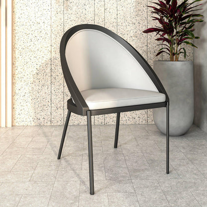Urbane Dining Chair in Vinyl Fabric with Curved Back and Stainless Steel Legs Set of 4 - Elax Furniture