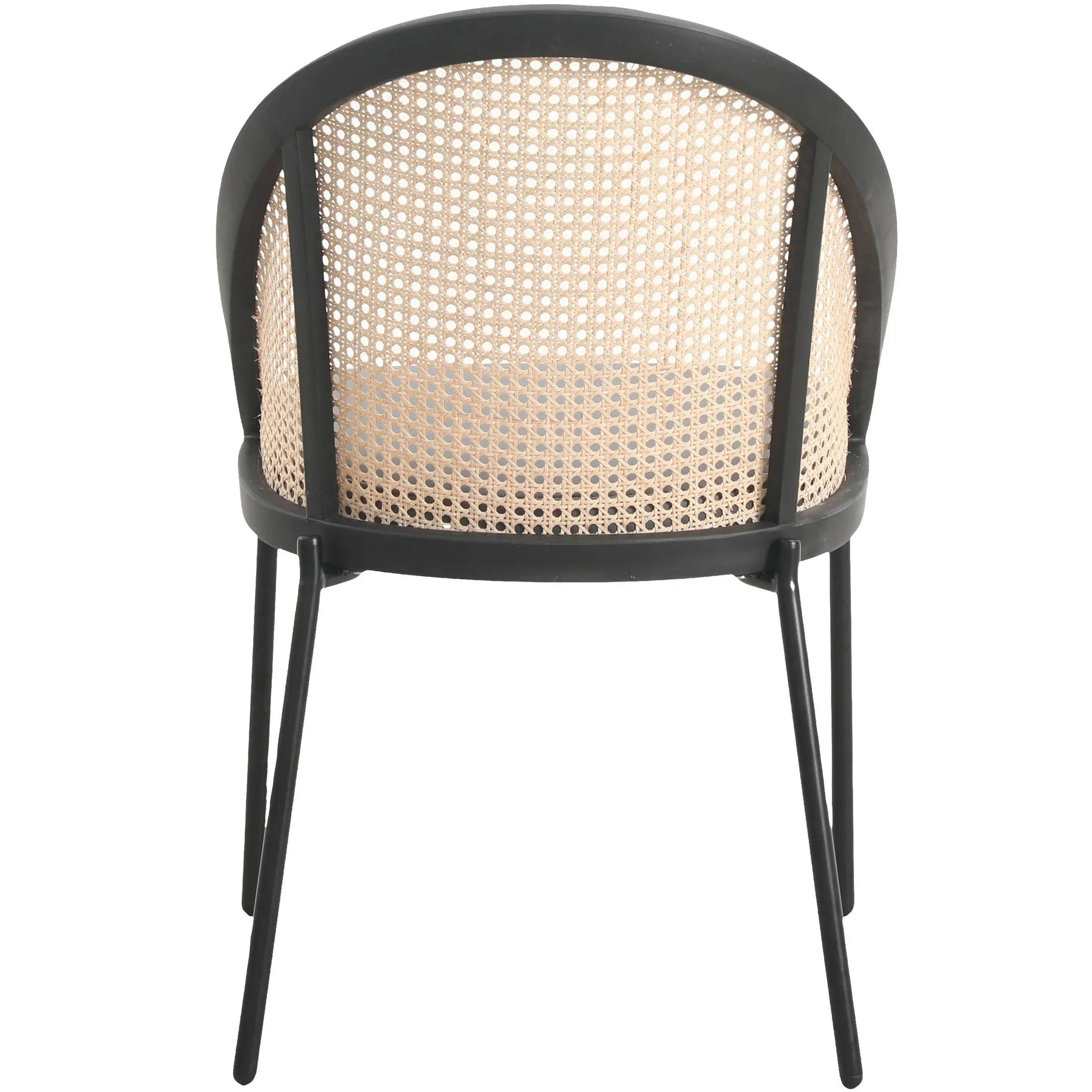 Urbane Dining Chair with Vinyl Fabric Seat and Wicker Backrest in Stainless Steel Legs Set of 4 - Elax Furniture