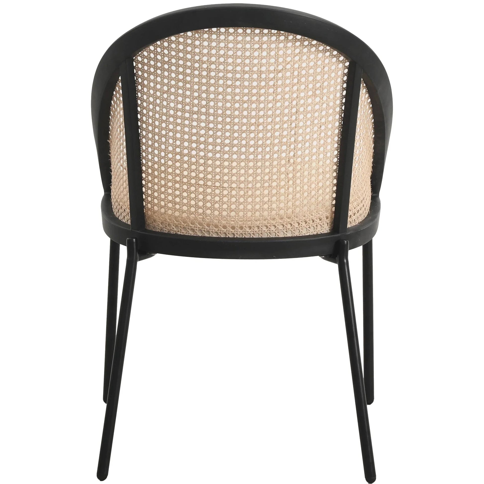 Urbane Dining Chair with Vinyl Fabric Seat and Wicker Backrest in Stainless Steel Legs Set of 4 - Elax Furniture
