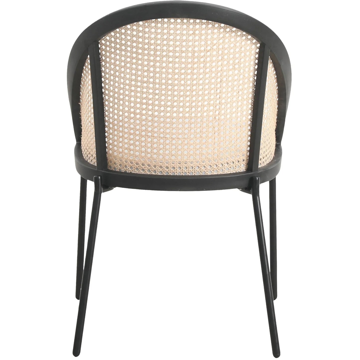 Urbane Dining Chair with Vinyl Fabric Seat and Wicker Backrest in Stainless Steel Legs Set of 4 - Elax Furniture