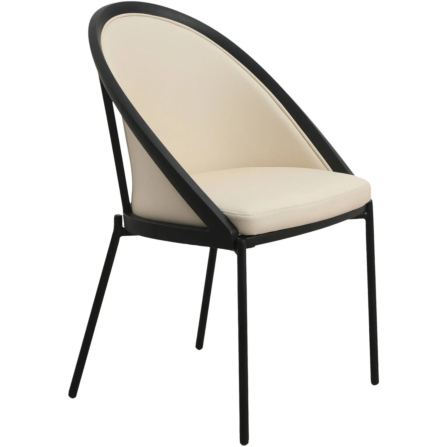 Urbane Dining Chair with Vinyl Fabric Seat and Wicker/Vinyl Backrest in Black Stainless Steel - Elax Furniture