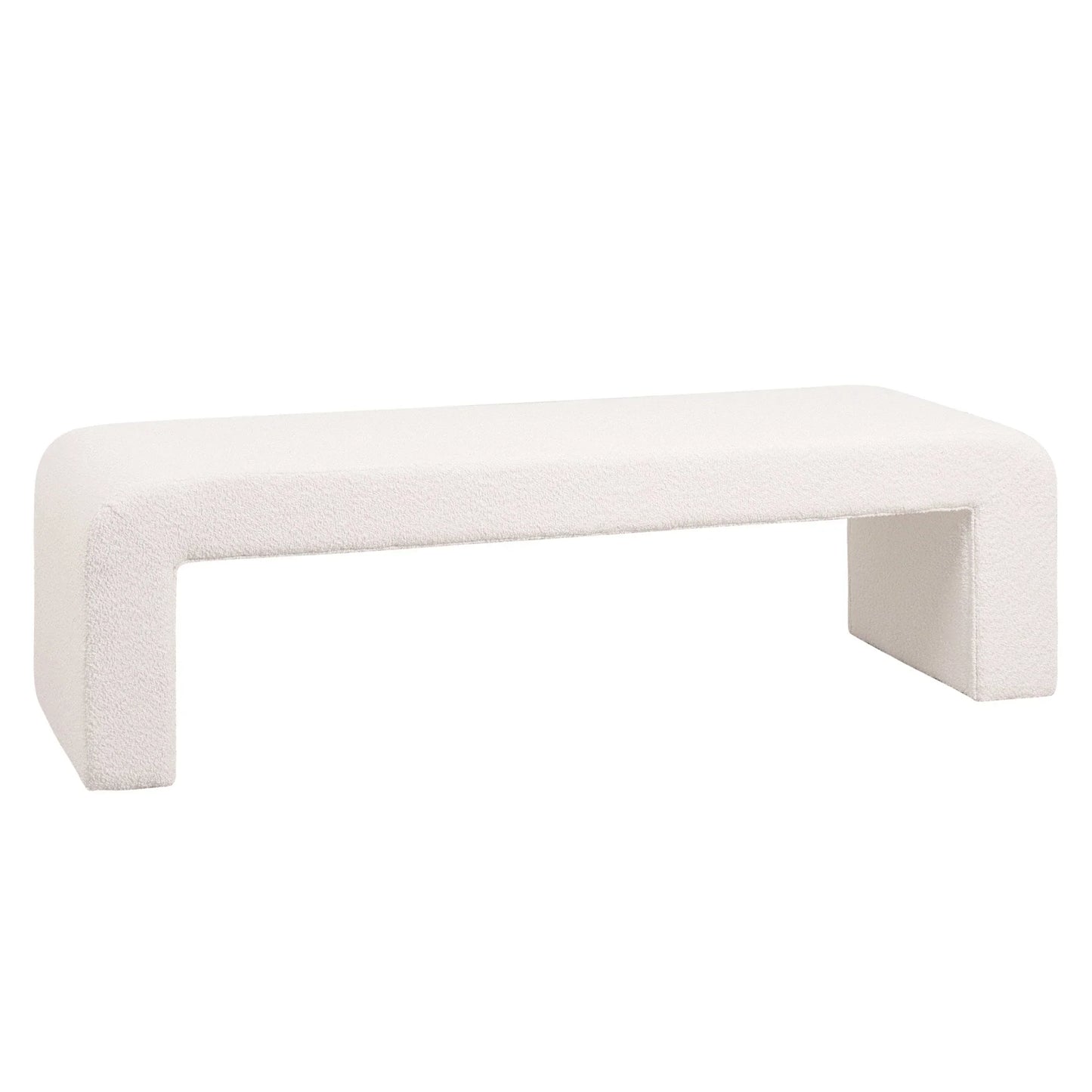 Vint 63" Wide Upholstered Bench in Boucle/Velvet with Curved Waterfall Design - Elax Furniture