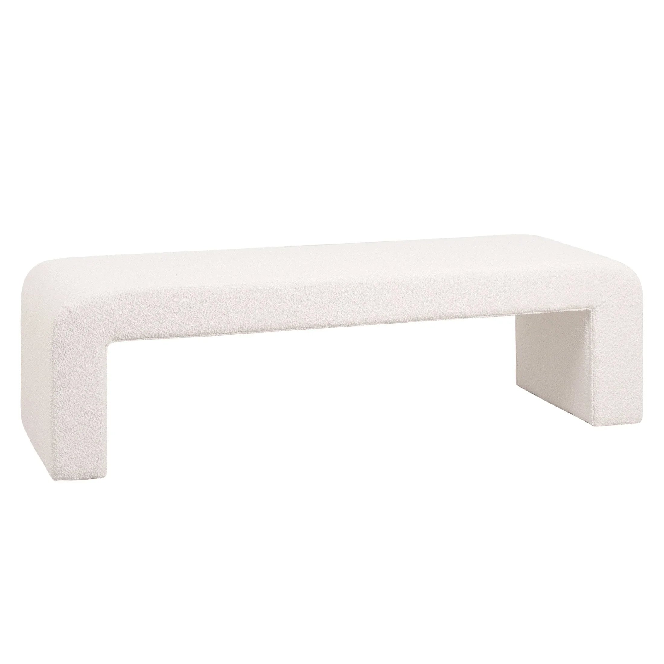 Vint 63" Wide Upholstered Bench in Boucle/Velvet with Curved Waterfall Design - Elax Furniture
