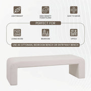 Vint 63" Wide Upholstered Bench in Boucle/Velvet with Curved Waterfall Design - Elax Furniture