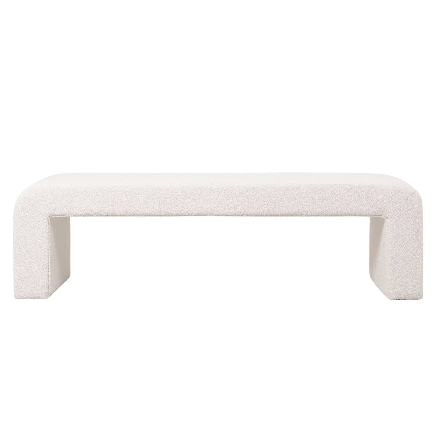 Vint 63" Wide Upholstered Bench in Boucle/Velvet with Curved Waterfall Design - Elax Furniture