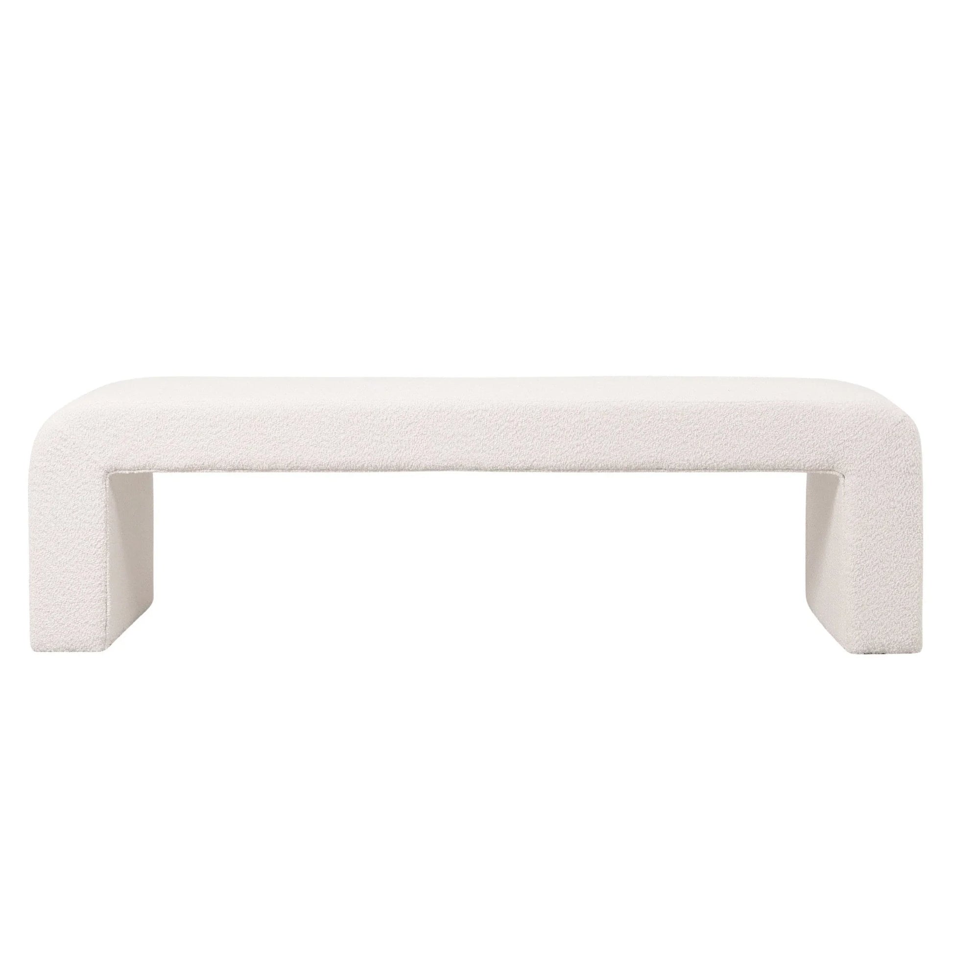 Vint 63" Wide Upholstered Bench in Boucle/Velvet with Curved Waterfall Design - Elax Furniture