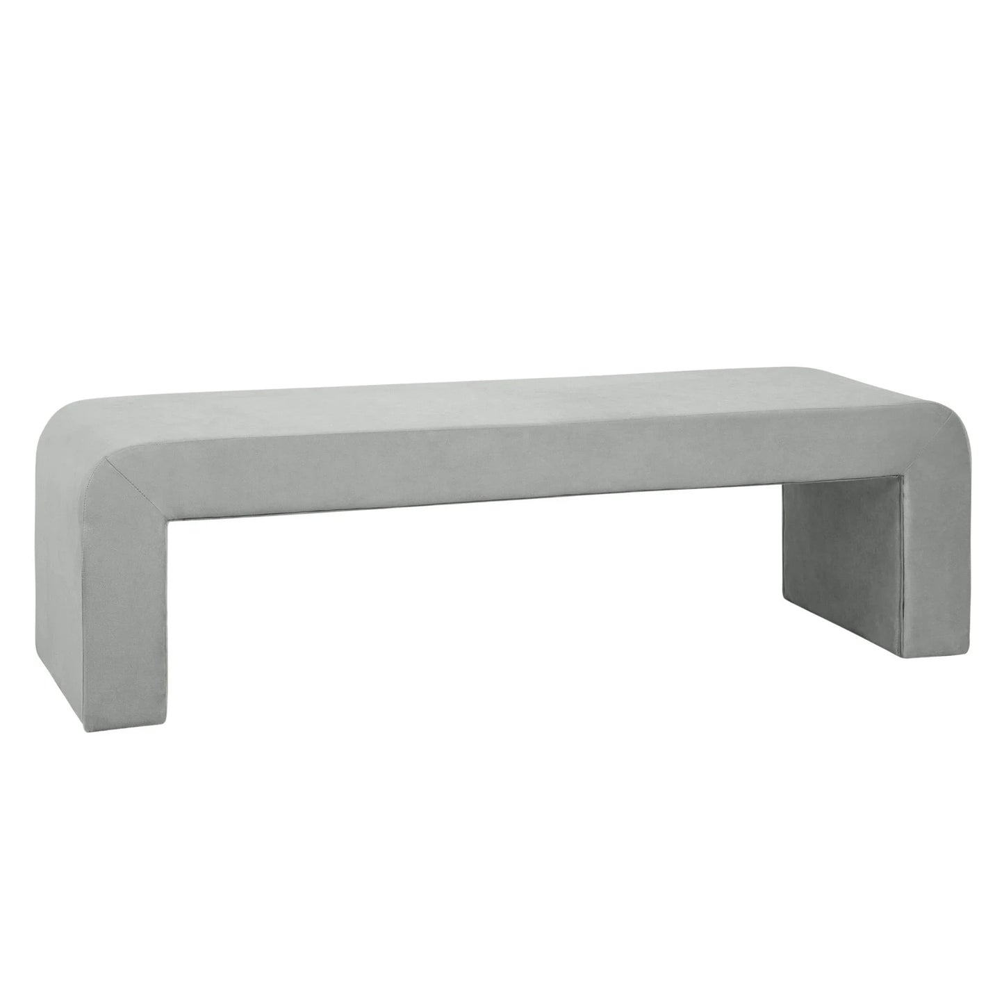 Vint 63" Wide Upholstered Bench in Boucle/Velvet with Curved Waterfall Design - Elax Furniture