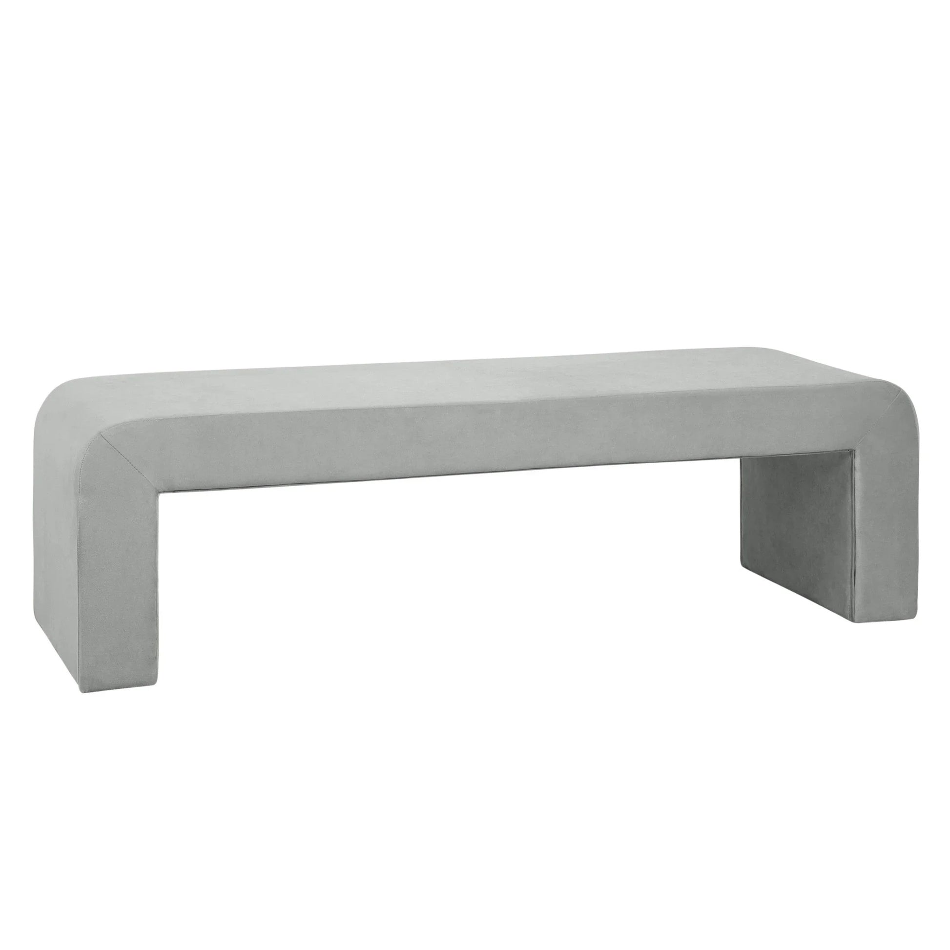 Vint 63" Wide Upholstered Bench in Boucle/Velvet with Curved Waterfall Design - Elax Furniture