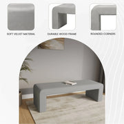 Vint 63" Wide Upholstered Bench in Boucle/Velvet with Curved Waterfall Design - Elax Furniture