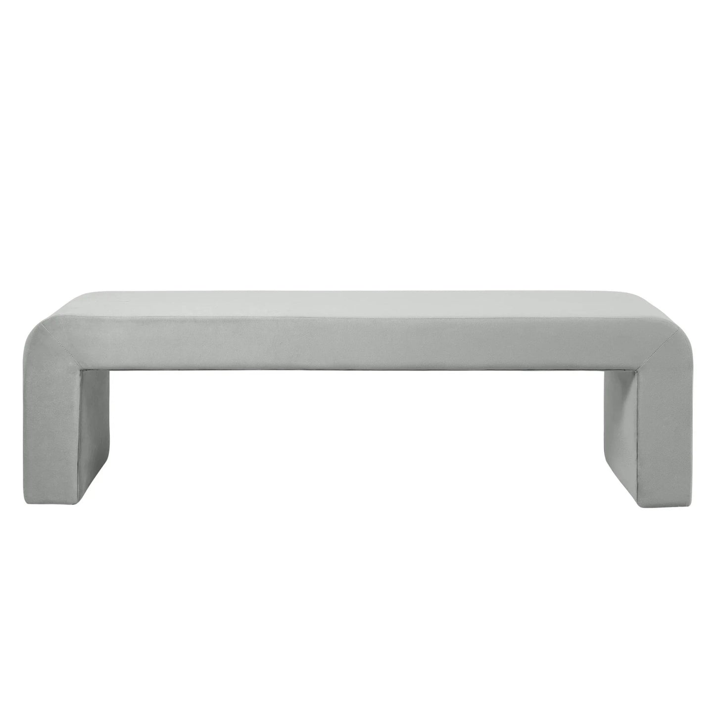 Vint 63" Wide Upholstered Bench in Boucle/Velvet with Curved Waterfall Design - Elax Furniture