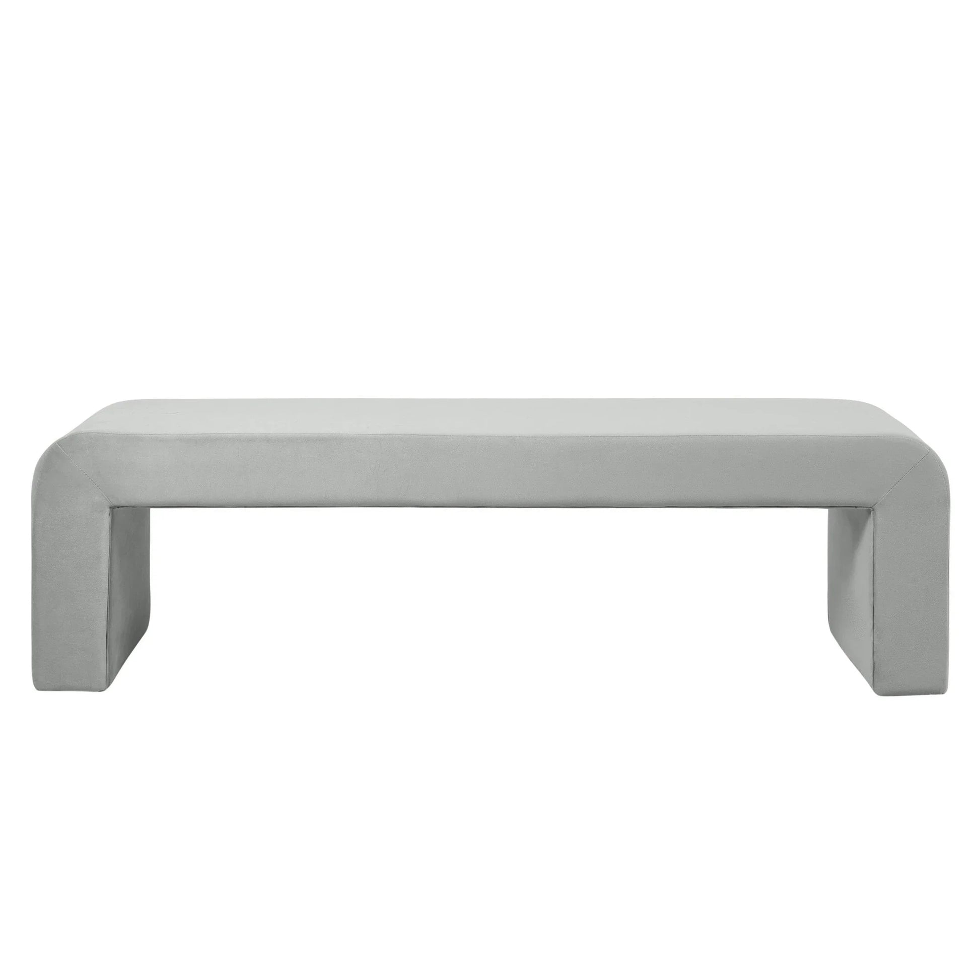 Vint 63" Wide Upholstered Bench in Boucle/Velvet with Curved Waterfall Design - Elax Furniture