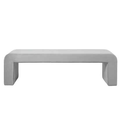 Vint 63" Wide Upholstered Bench in Boucle/Velvet with Curved Waterfall Design - Elax Furniture