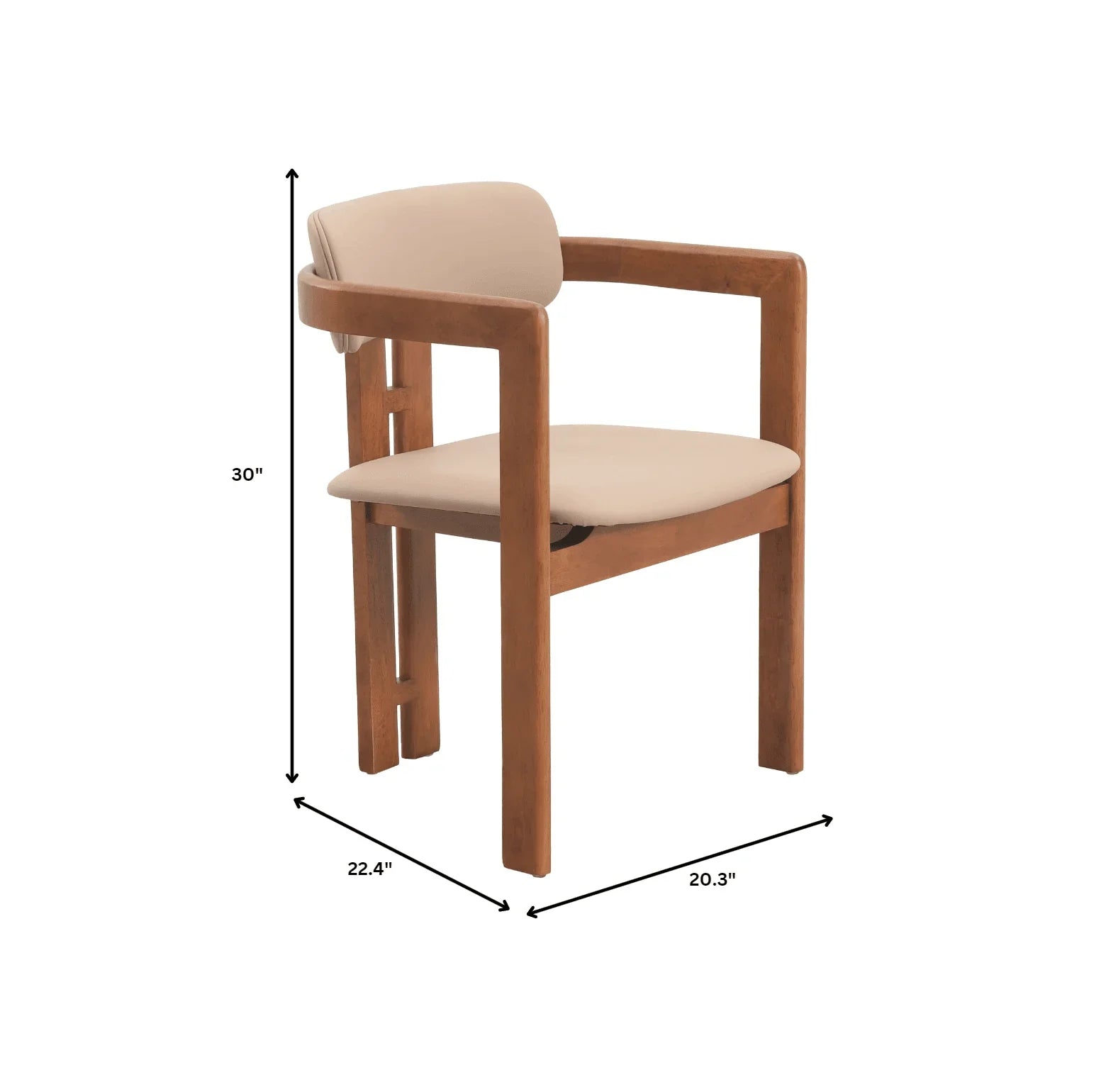 Velo Upholstered Dining Chair in Leather with Open Back and Wood Legs Set of 4 - Elax Furniture