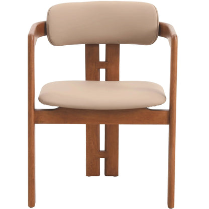 Velo Upholstered Dining Chair in Leather with Open Back and Wood Legs Set of 4 - Elax Furniture