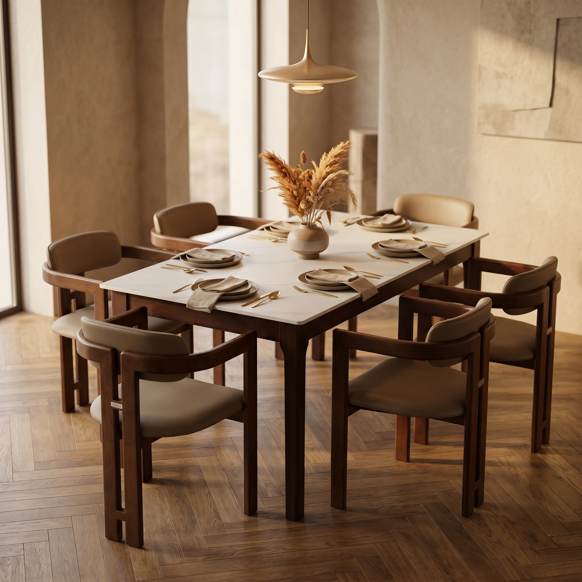 Velo Series Dining Chair with Upholstered Leather and Rubberwood Legs