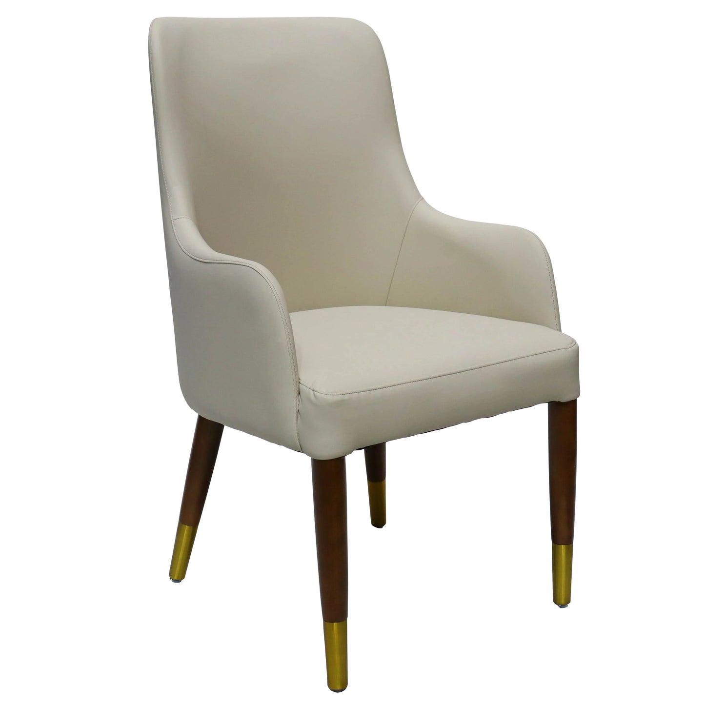 Viva Collection Modern Wooden Dining Arm Chair Upholstered Seat in Leather with Rubber Wood Base - Elax Furniture
