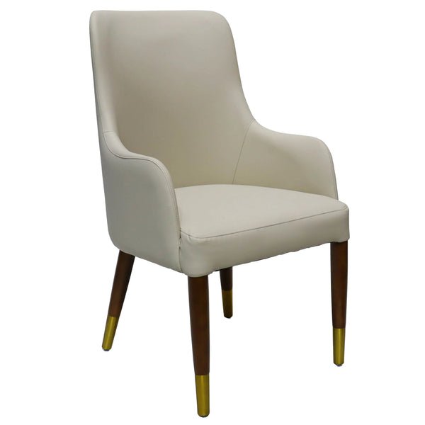 Viva Collection Modern Wooden Dining Arm Chair Upholstered Seat in Leather with Rubber Wood Base - Elax Furniture