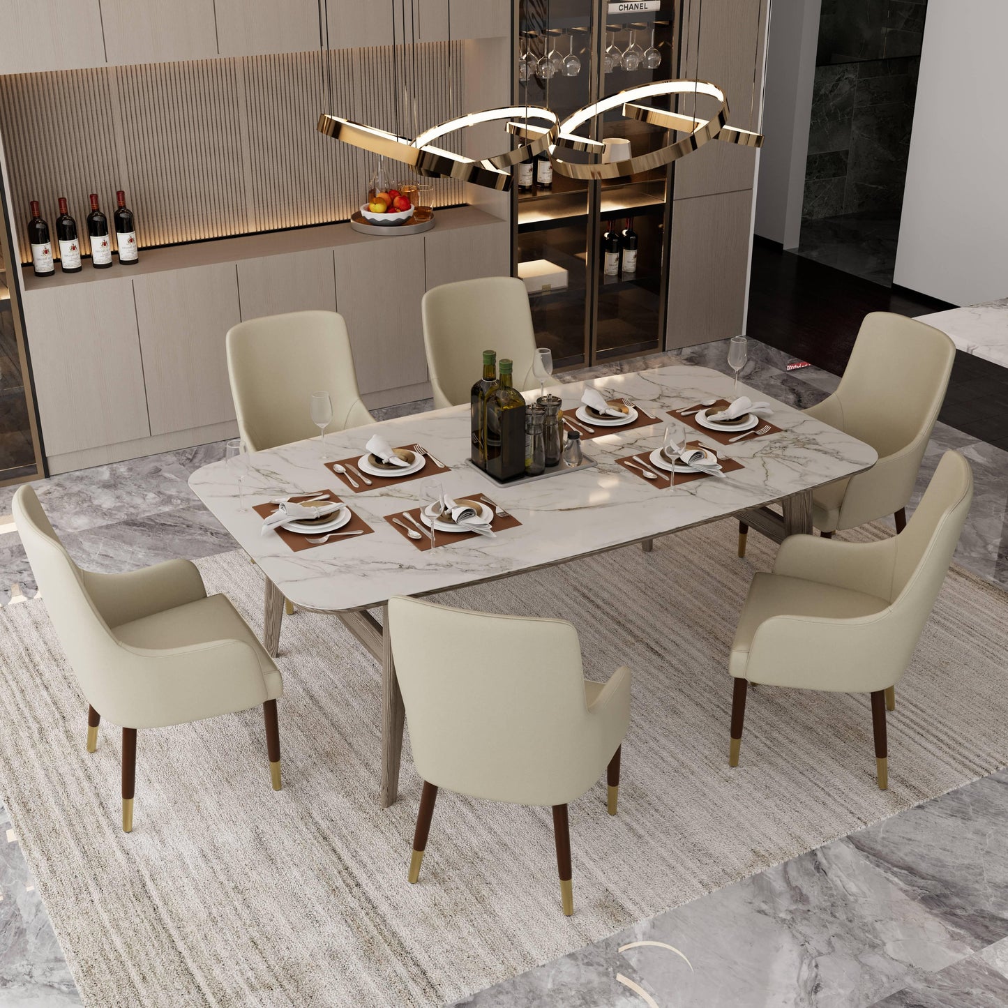 Viva Collection Modern Wooden Dining Arm Chair Upholstered Seat in Leather with Rubber Wood Base - Elax Furniture