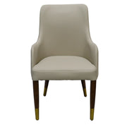 Viva Collection Modern Wooden Dining Arm Chair Upholstered Seat in Leather with Rubber Wood Base - Elax Furniture