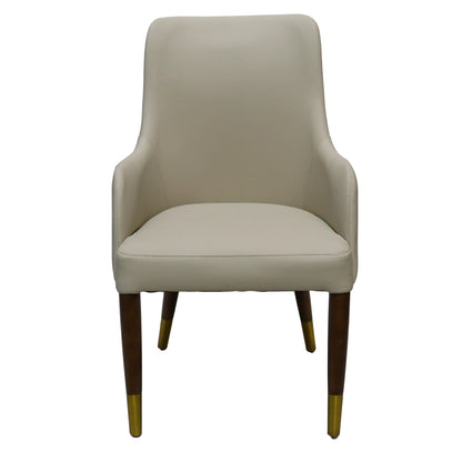 Viva Collection Modern Wooden Dining Arm Chair Upholstered Seat in Leather with Rubber Wood Base - Elax Furniture