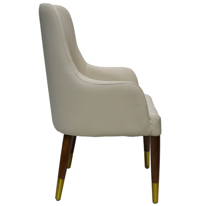 Viva Collection Modern Wooden Dining Arm Chair Upholstered Seat in Leather with Rubber Wood Base - Elax Furniture