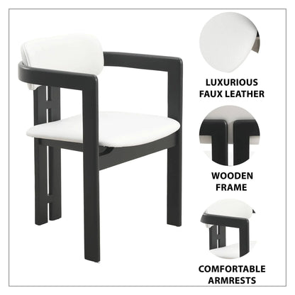 Velo Upholstered Dining Chair in Leather with Open Back and Wood Legs Set of 4 - Elax Furniture