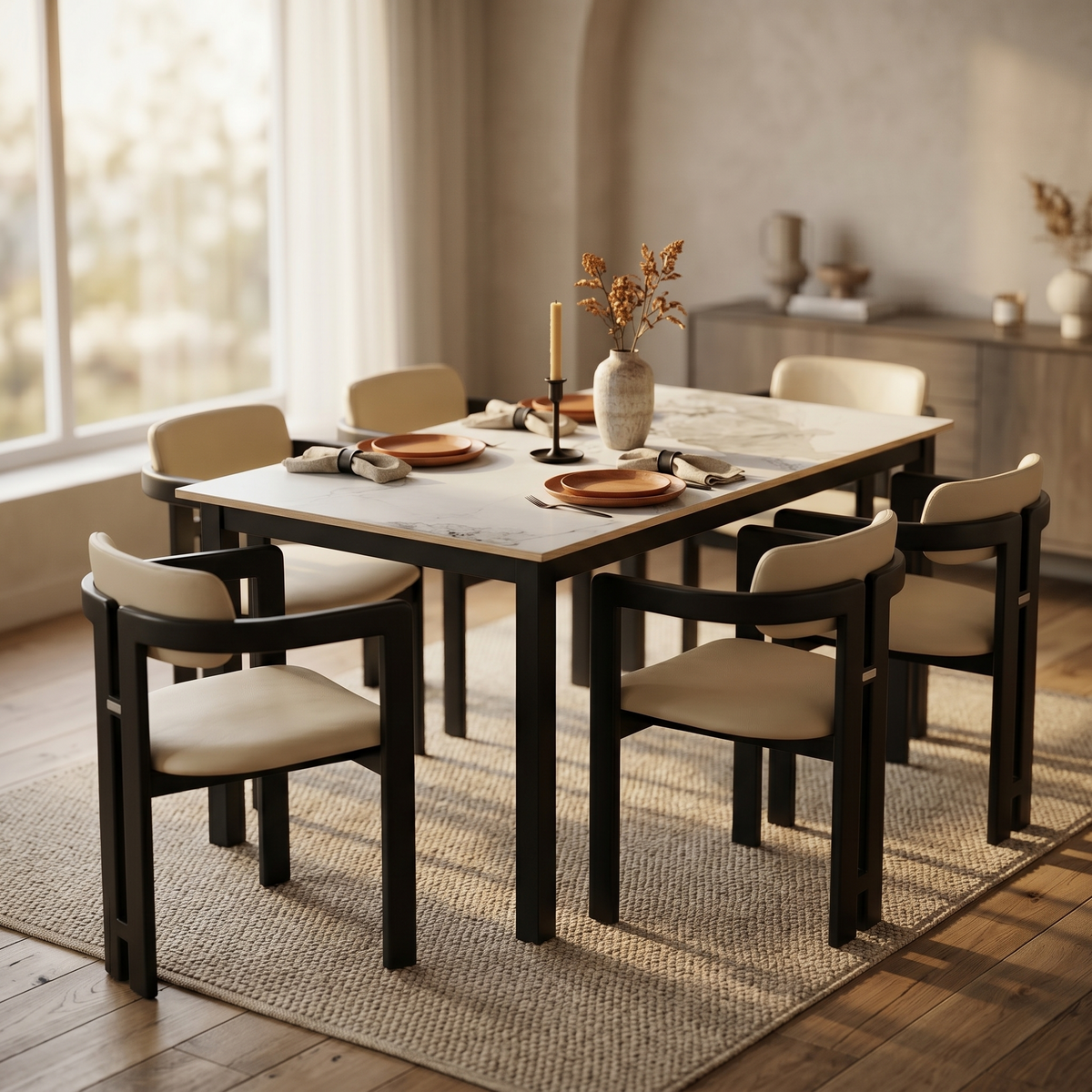 Velo Series Dining Chair with Upholstered Leather and Rubberwood Legs