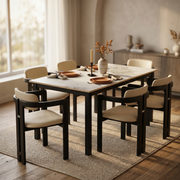Velo Series Dining Chair with Upholstered Leather and Rubberwood Legs