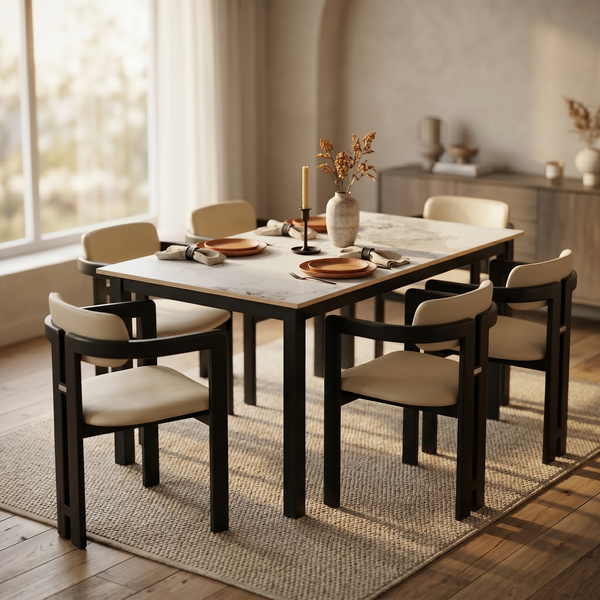 Velo Series Dining Chair with Upholstered Leather and Rubberwood Legs