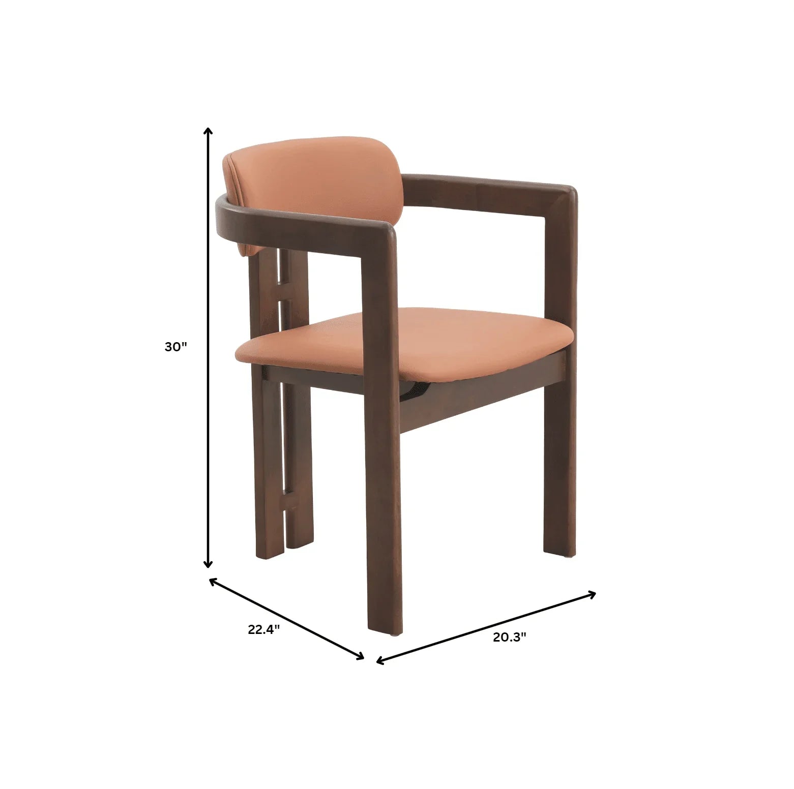 Velo Upholstered Dining Chair in Leather with Open Back and Wood Legs Set of 4 - Elax Furniture