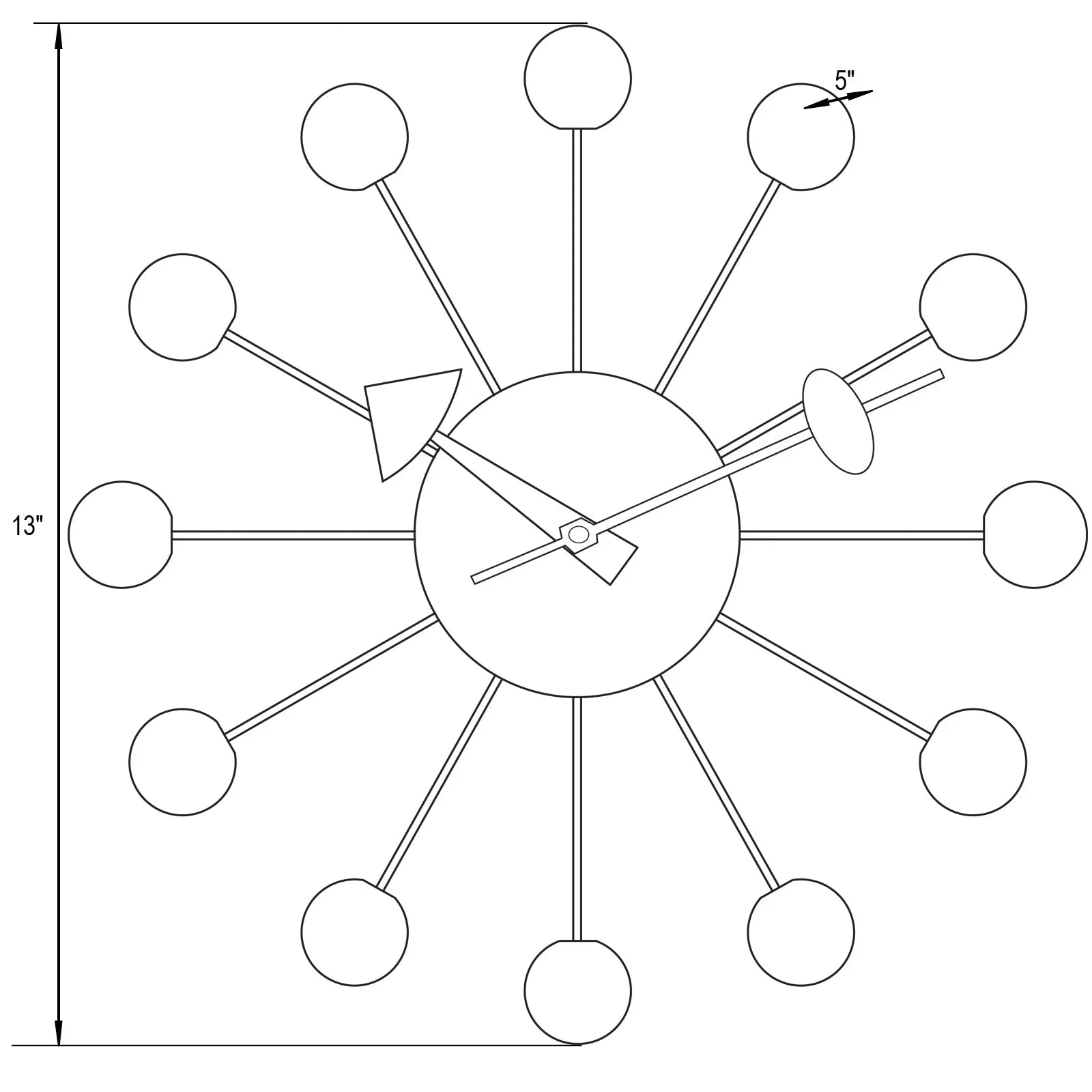 Concordia Modern Design Round Balls Silent Non-Ticking Wall Clock - Elax Furniture