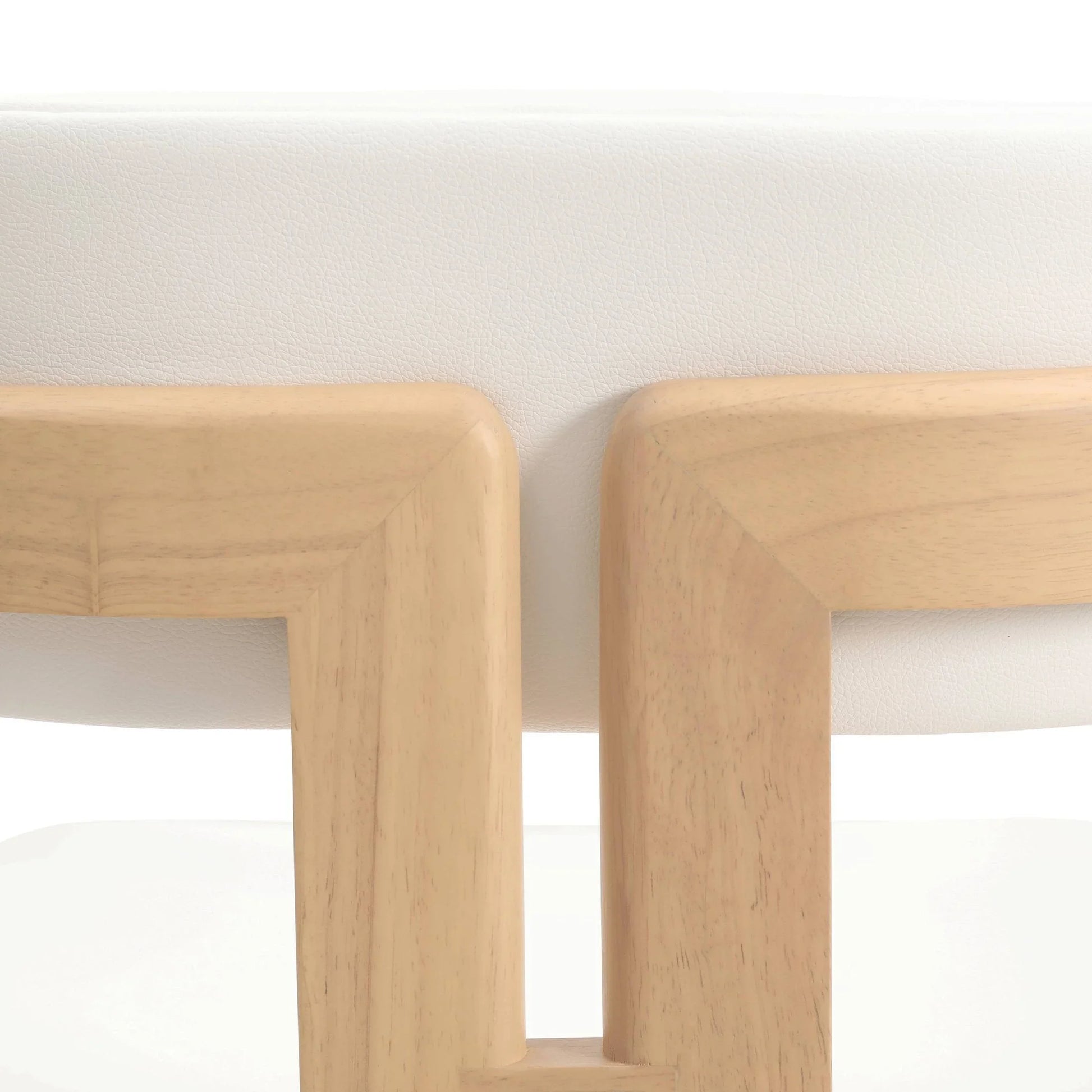 Velo Upholstered Dining Chair in Leather with Open Back and Wood Legs Set of 4 - Elax Furniture