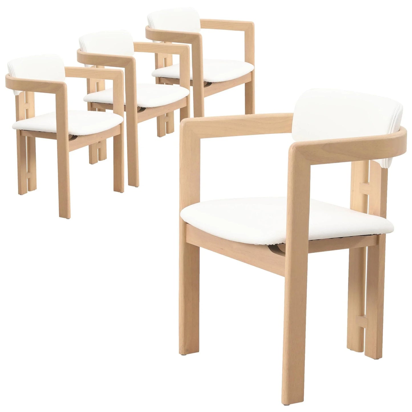 Velo Upholstered Dining Chair in Leather with Open Back and Wood Legs Set of 4 - Elax Furniture