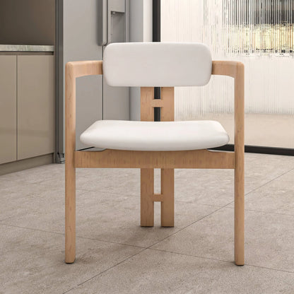 Velo Upholstered Dining Chair in Leather with Open Back and Wood Legs Set of 4 - Elax Furniture