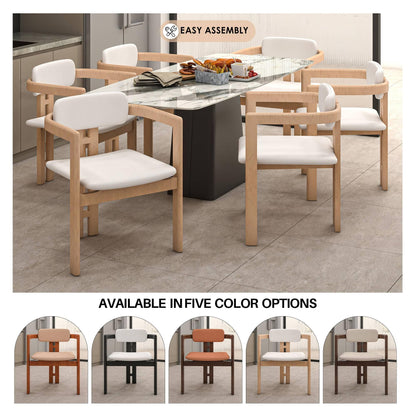 Velo Upholstered Dining Chair in Leather with Open Back and Wood Legs Set of 4 - Elax Furniture